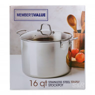 Member's Value Stainless Steel Tri-Ply Stockpot 16qt 